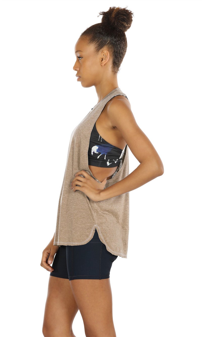 icyzone Workout Tank Tops for Women - Running Muscle Tank Sport Exercise Gym Yoga Tops Athletic Shirts(Pack of 3)(L,Black/Beige/Pale Blush) - Image 4